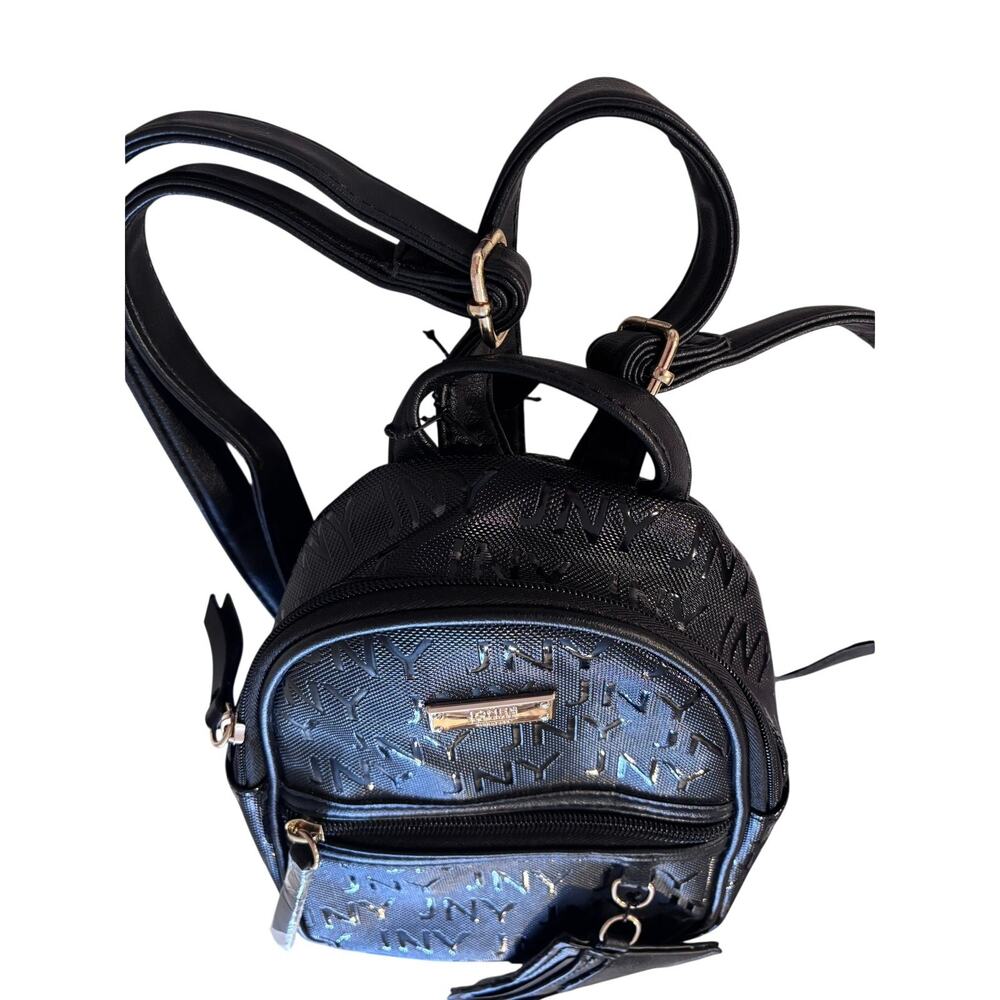 Jones New York Signature Mini Backpack in embossed black with gold hardware Tag!
